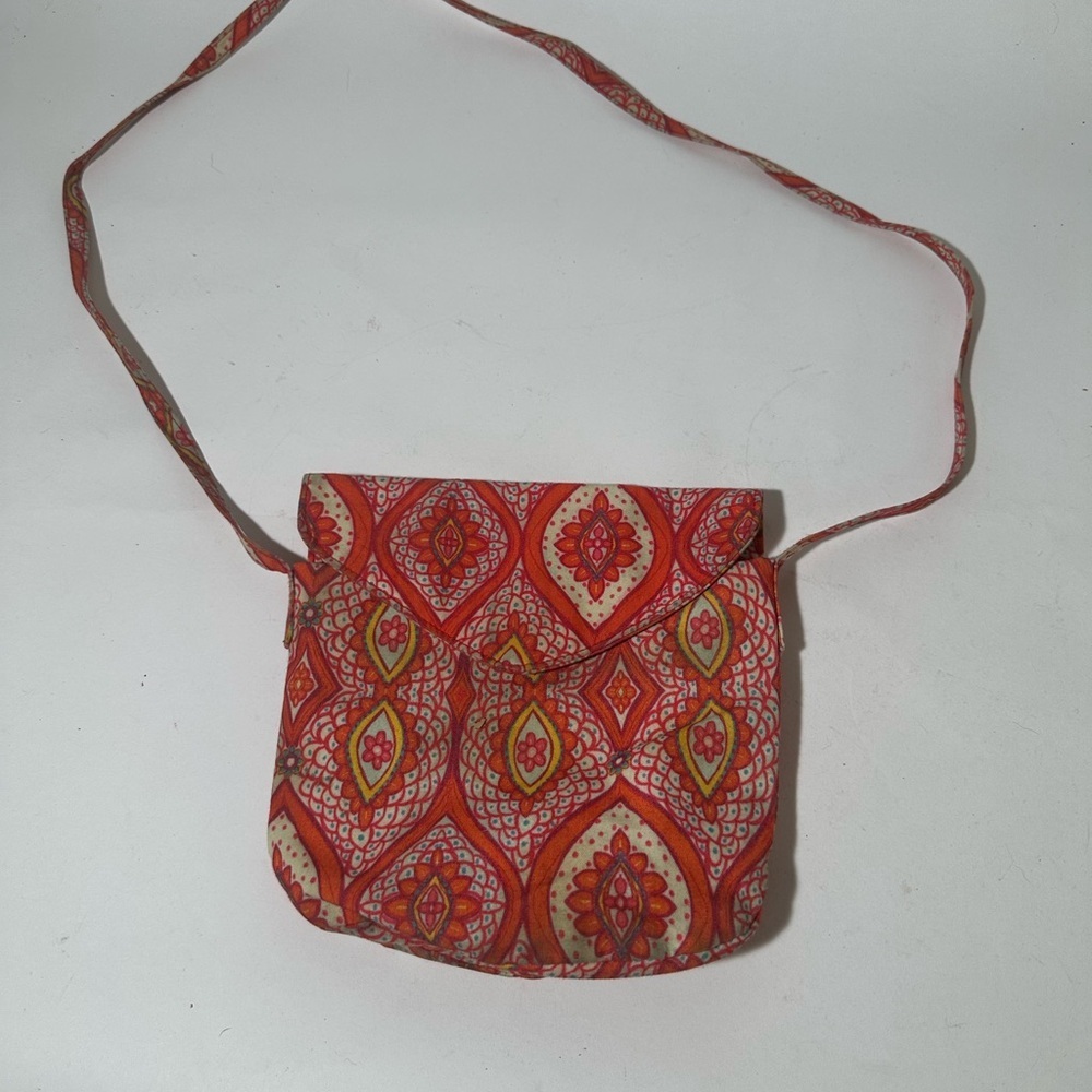 Calypso Studios Ornate Red and Orange Crossbody Bag with Intricate Pattern
